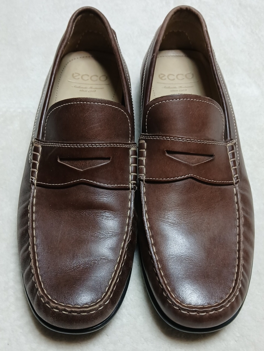 ECCO Men's Brown Leather Penny Loafers Size 46